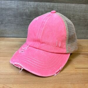 CC Exclusives Hat Cap Strap Back Womens Pink Western Outdoors Distressed